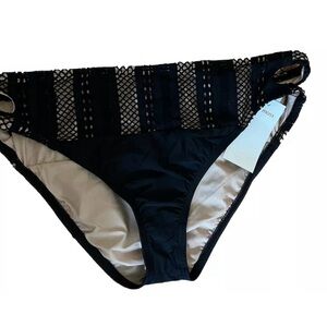 Ella Moss Women's Black Lace Side Peek Bikini Bottom Swimwear Size M NWT